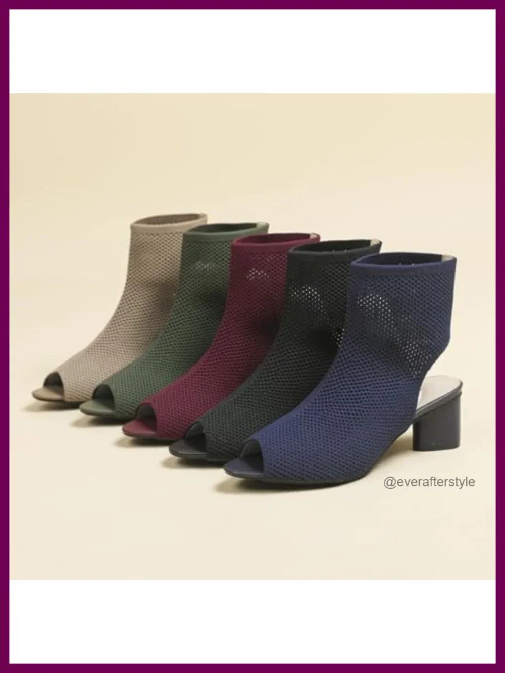 Knit Peep Toe Slingback Chunky Heel Ankle Boots Open Pointed Toe Hollow Heeled